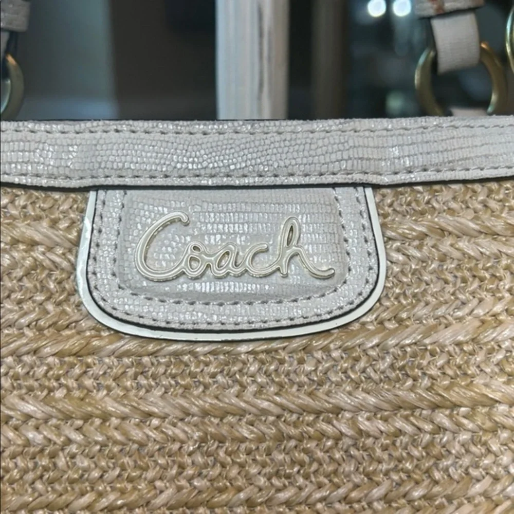 Coach Alexandra Python Straw Tote - Picture 3 of 13
